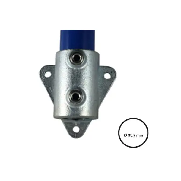 Konstrukční fitinka, spojka ocelových trubek pr. 33,7 mm – boční úchytka tříbodová 146-B34