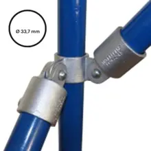 Konstrukční fitinka, spojka ocelových trubek pr. 33,7 mm – dvojitá kloubová spojka, rohová 168-B34