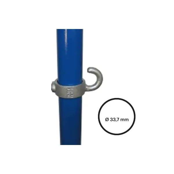 Konstrukční fitinka, spojka ocelových trubek pr. 33,7 mm – hák 182-B34