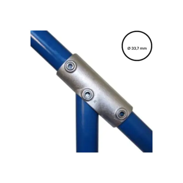 Konstrukční fitinka, spojka ocelových trubek pr. 33,7 mm – nastavitelná úhlová odbočka dlouhá 127-B34