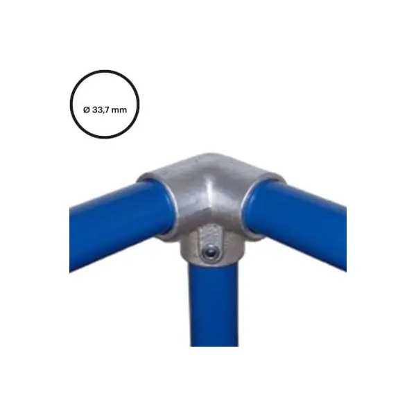 Konstrukční fitinka, spojka ocelových trubek pr. 33,7 mm – rohový ukončovací spoj 128-B34