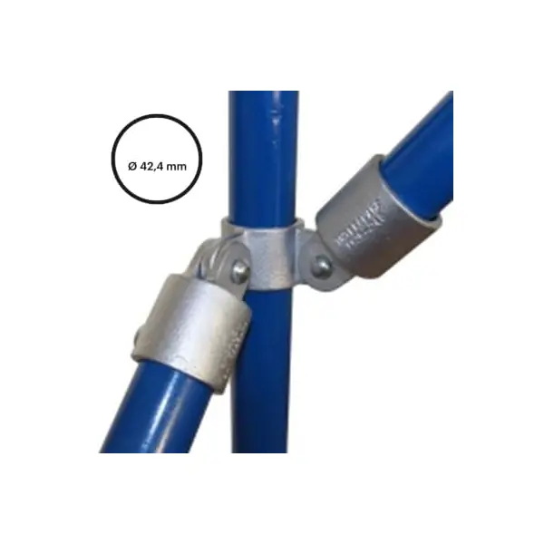 Konstrukční fitinka, spojka ocelových trubek pr. 42,4 mm – dvojitá kloubová spojka, rohová 168-C42