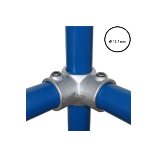 Konstrukční fitinka, spojka ocelových trubek pr. 42,4 mm – rohový průběžný spoj (středový) 116-C42