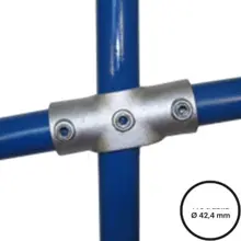 Konstrukční fitinka, spojka ocelových trubek pr. 42,4 mm – úhlový kříž 0-11°s průběžným napojením, 156-C42