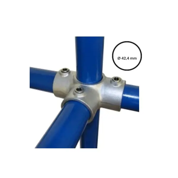 Konstrukční fitinka, spojka ocelových trubek pr. 42,4 mm – úhlový spojovací kříž 176-C42