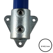 Konstrukční fitinka, spojka ocelových trubek pr. 48,3 mm – boční úchytka tříbodová 146-D48