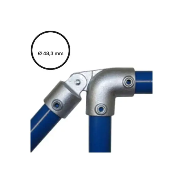 Konstrukční fitinka, spojka ocelových trubek pr. 48,3 mm – koleno s kloubem 175-D48