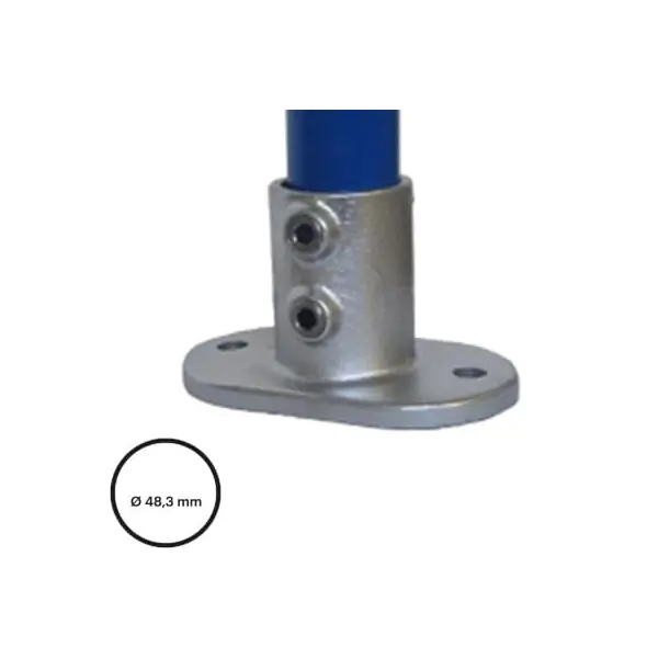 Konstrukční fitinka, spojka ocelových trubek pr. 48,3 mm – podstava přírubová konstrukční 132-D48