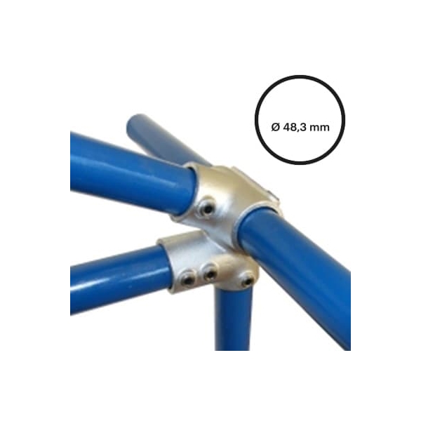 Konstrukční fitinka, spojka ocelových trubek pr. 48,3 mm – převisová spojka 27 1/2°, 185-D48