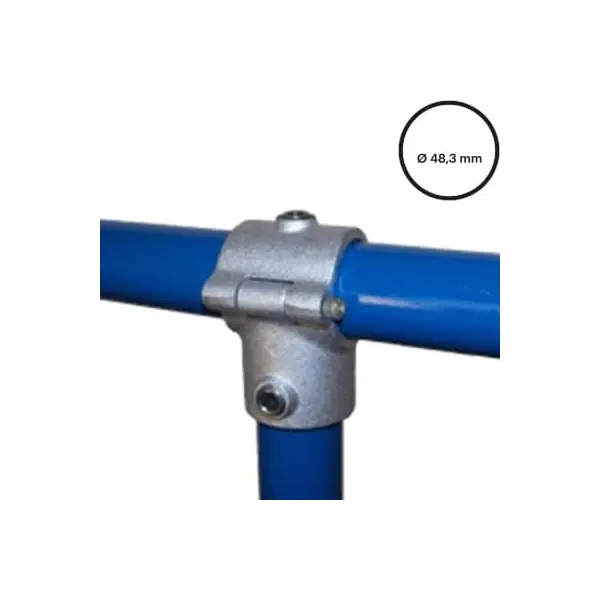 Konstrukční fitinka, spojka ocelových trubek pr. 48,3 mm – rozebíratelná odbočka (2 šrouby) 136-D48