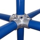 Konstrukční fitinka, spojka ocelových trubek pr. 48,3 mm – úhlový spojovací kříž, ježek 158-D48