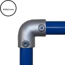 Konstrukční fitinka, spojka ocelových trubek pr. 60,3 mm – koleno 125-E60