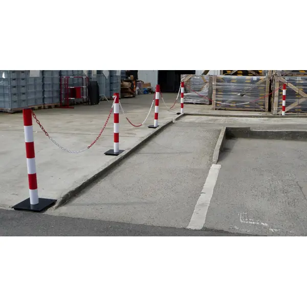 Kovový sloupek Premium 70 – v.90 cm, červeno-bílá