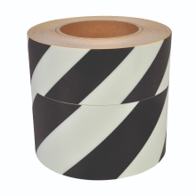 Luminiscenční podlahová a nástěnná páska, pruhy – PVC, černá, 50 mm × 10 m