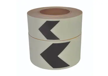 Luminiscenční podlahová a nástěnná páska (s protiskluzovým povrchem) – PVC, směrová šipka, černá