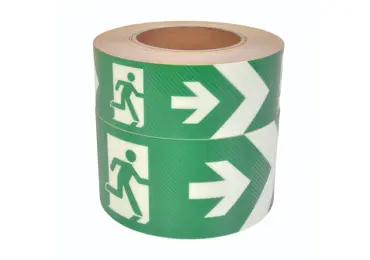 Luminiscenční podlahová a nástěnná páska (s protiskluzovým povrchem)– PVC, úniková značka pravo