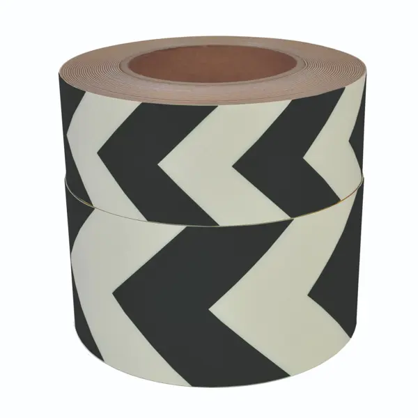 Luminiscenční podlahová a nástěnná páska, směrové pruhové značení – PVC, černá, 50 mm × 10 m