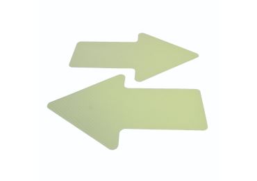 Luminiscenční podlahové a nástěnné značení, směrová šipka – PVC, 90 mm × 145 mm, balení 10 ks