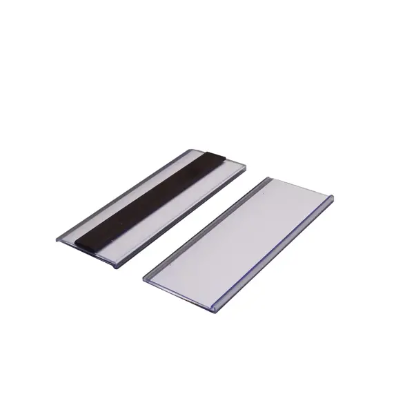 Magnetická lišta, držák regálových štítků, typ V – 38×100 mm, balení 100 ks