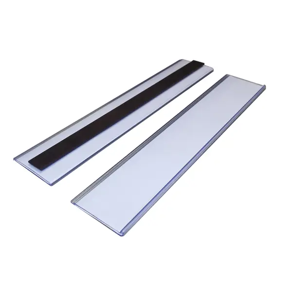 Magnetická lišta, držák regálových štítků, typ V – 38×200 mm, balení 50 ks