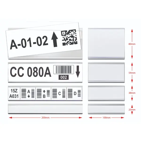 Magnetická lišta, držák regálových štítků, typ V – 54×200 mm, balení 50 ks