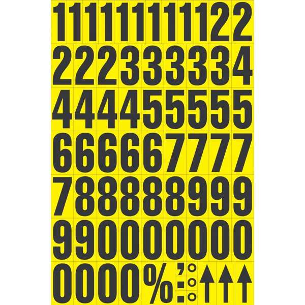 Magnetické číslice – Mix, znak 0-9, výška znaku 43 mm, žlutý podklad