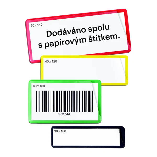 Magnetické kapsy na štítky – žlutá, 30×100 mm, balení 100 ks