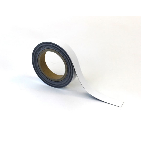 Magnetické přepisovatelné pásky na regály – bílé, 25 mm × 10 m