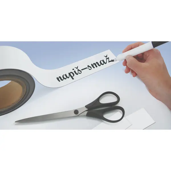 Magnetické přepisovatelné pásky na regály – bílé, 40 mm × 10 m