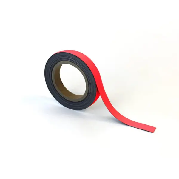 Magnetické přepisovatelné pásky na regály – červená, 20 mm × 10 m