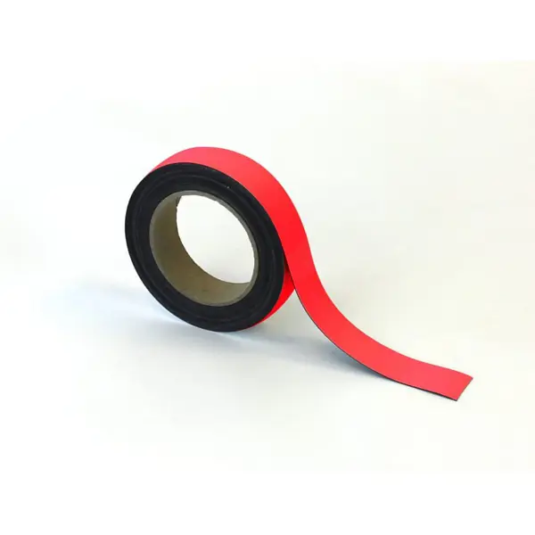 Magnetické přepisovatelné pásky na regály – červená, 30 mm × 10 m