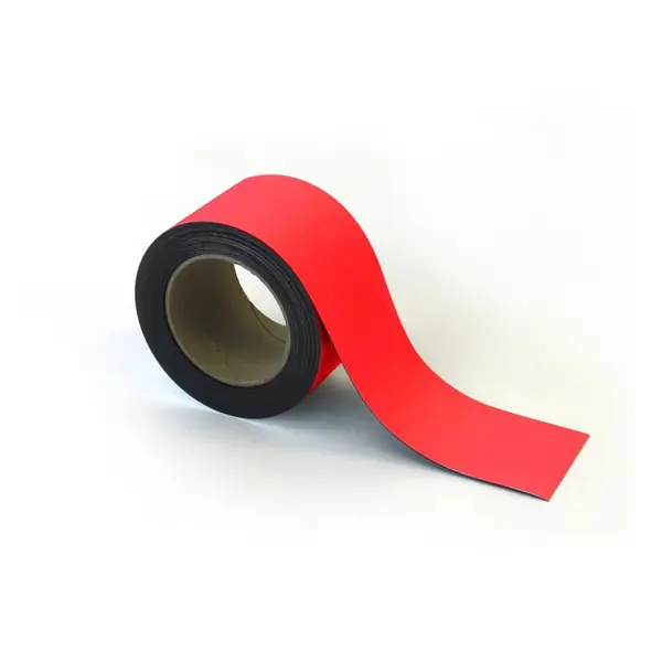 Magnetické přepisovatelné pásky na regály – červená, 70 mm × 10 m
