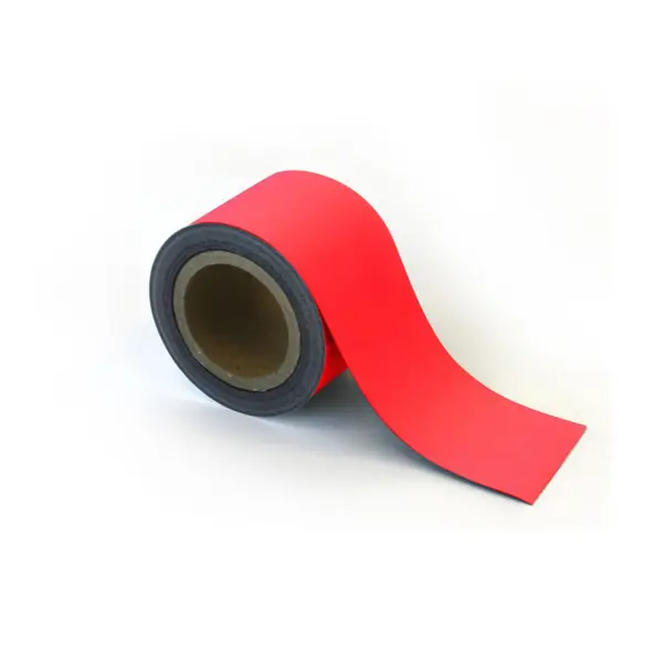 Magnetické přepisovatelné pásky na regály – červená, 90 mm × 10 m