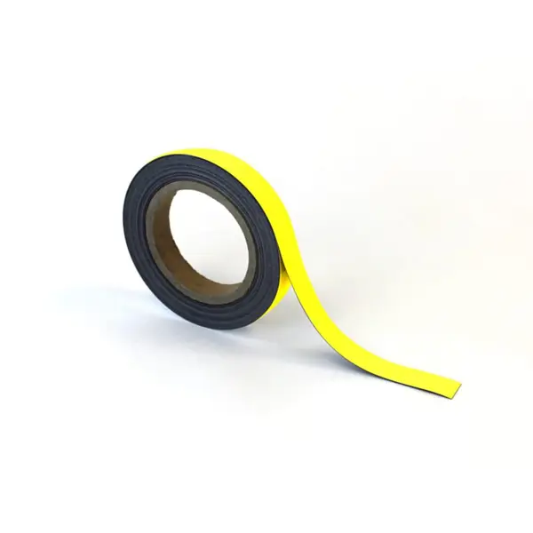 Magnetické přepisovatelné pásky na regály – žlutá, 20 mm × 10 m