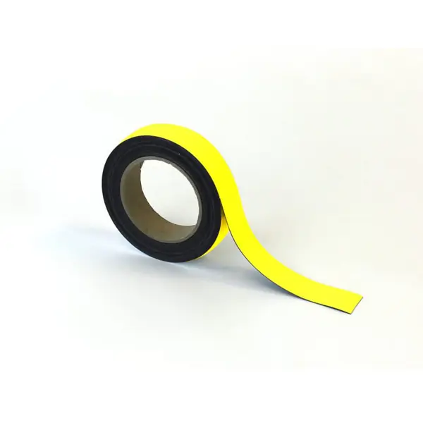 Magnetické přepisovatelné pásky na regály – žlutá, 30 mm × 10 m