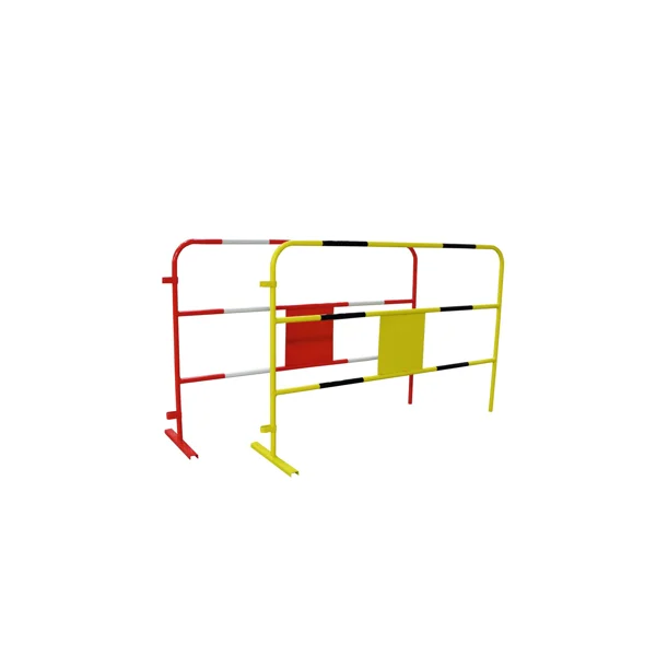 Mobilní kovová zábrana Simple, dvoupříčková, červeno-bílá