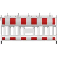 Mobilní silniční plastová zábrana EURO2 se světelným adaptérem – retroreflexní fólie RA1, červeno-bílá, 2,1×1 m