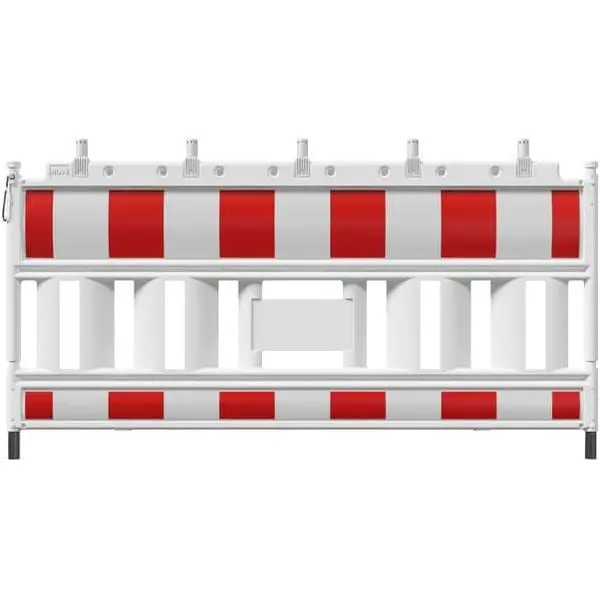 Mobilní silniční plastová zábrana EURO2 se světelným adaptérem – retroreflexní fólie RA2, červeno-bílá, 2,1×1 m