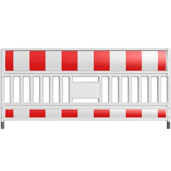 Mobilní silniční plastová zábrana EURO3 bez světelného adaptéru – retroreflexní fólie RA1, červeno-bílá, 2,1×1 m