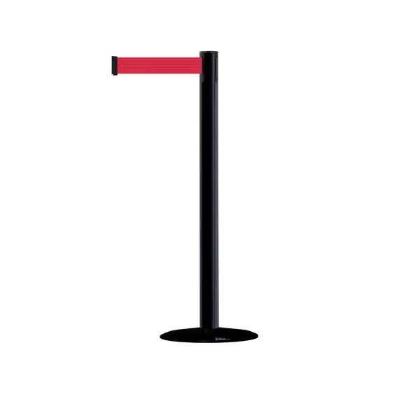 Mobilní zahrazovací sloupek Advance s podstavou Universal, černý – červené pásmo 2,3 m