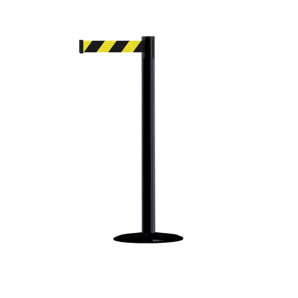Mobilní zahrazovací sloupek Advance s podstavou Universal, černý – žluto-černé pásmo 3,65 m