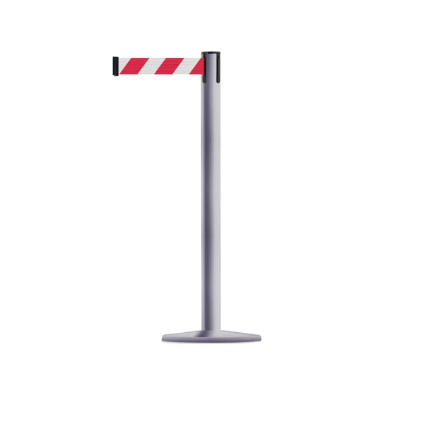 Mobilní zahrazovací sloupek Advance s podstavou Universal, šedý – červeno-bílé pásmo 3,65 m