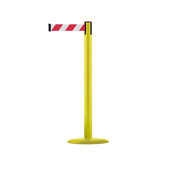 Mobilní zahrazovací sloupek Advance s podstavou Universal, žlutý – červeno-bílé pásmo 3,65 m
