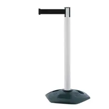 Mobilní zahrazovací sloupek Heavy Duty, bílý – černé pásmo 3,65 m
