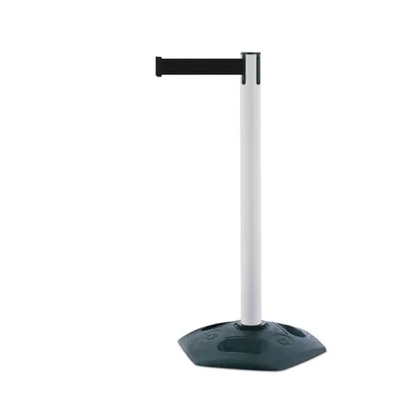Mobilní zahrazovací sloupek Heavy Duty, bílý – černé pásmo 3,65 m