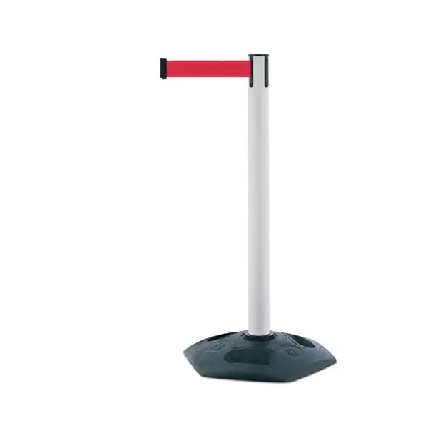 Mobilní zahrazovací sloupek Heavy Duty, bílý – červené pásmo 3,65 m