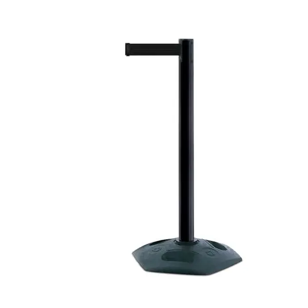 Mobilní zahrazovací sloupek Heavy Duty, černý – černé pásmo 3,65 m