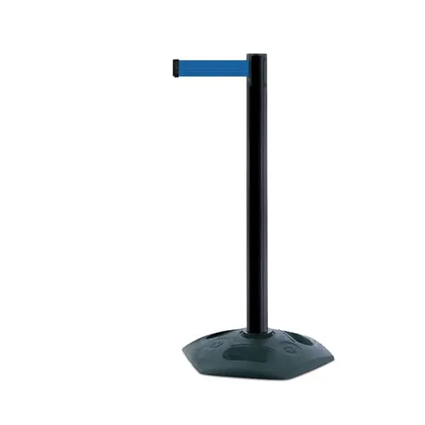 Mobilní zahrazovací sloupek Heavy Duty, černý – modré pásmo 3,65 m