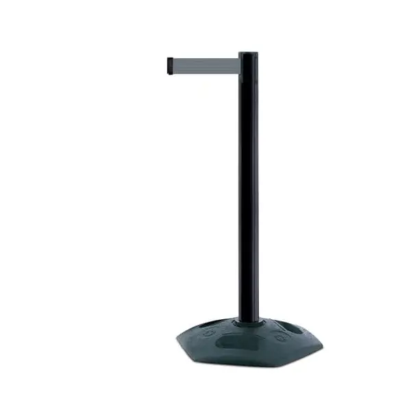 Mobilní zahrazovací sloupek Heavy Duty, černý – šedé pásmo 3,65 m