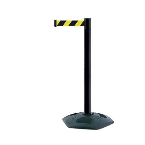 Mobilní zahrazovací sloupek Heavy Duty, černý – žluto-černé pásmo 3,65 m